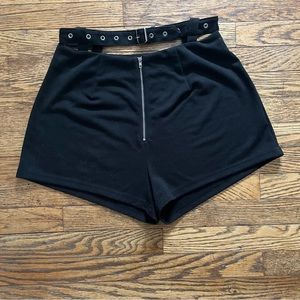 LF Millau High Waisted Cutout Belt Shorts Black